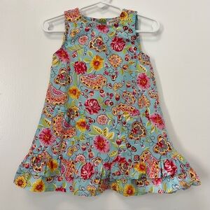Grain de blé Colorful Floral Print Sleeveless Dress Ruffle Baby Girl 18 Months